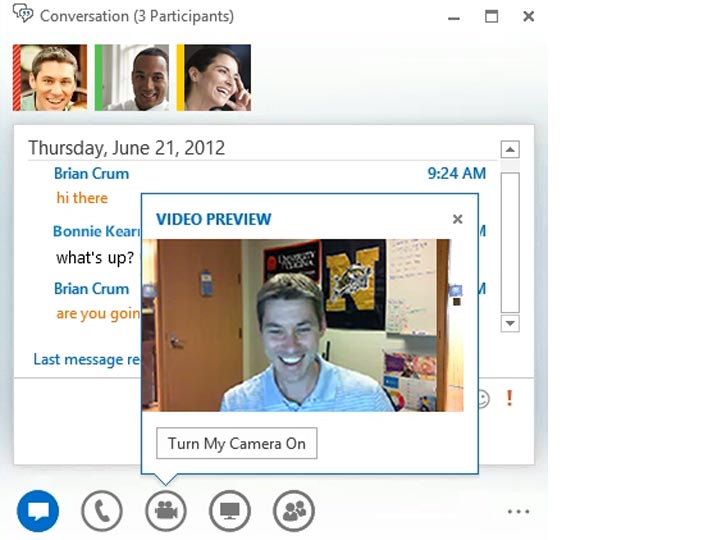 Place audio or video calls to other Lync users